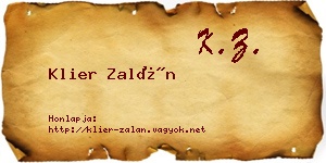 Klier Zalán névjegykártya